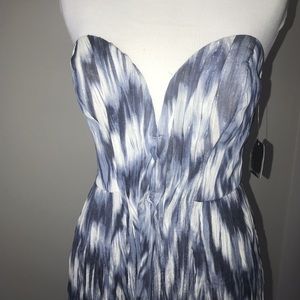 NEW Strapless blue plunging sweetheart maxi dress
